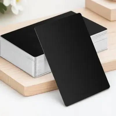 

50Pcs Metal Business Cards Standard Size Blank Cards for Engraving DIY Name Tag Business Use Black Card Black Card