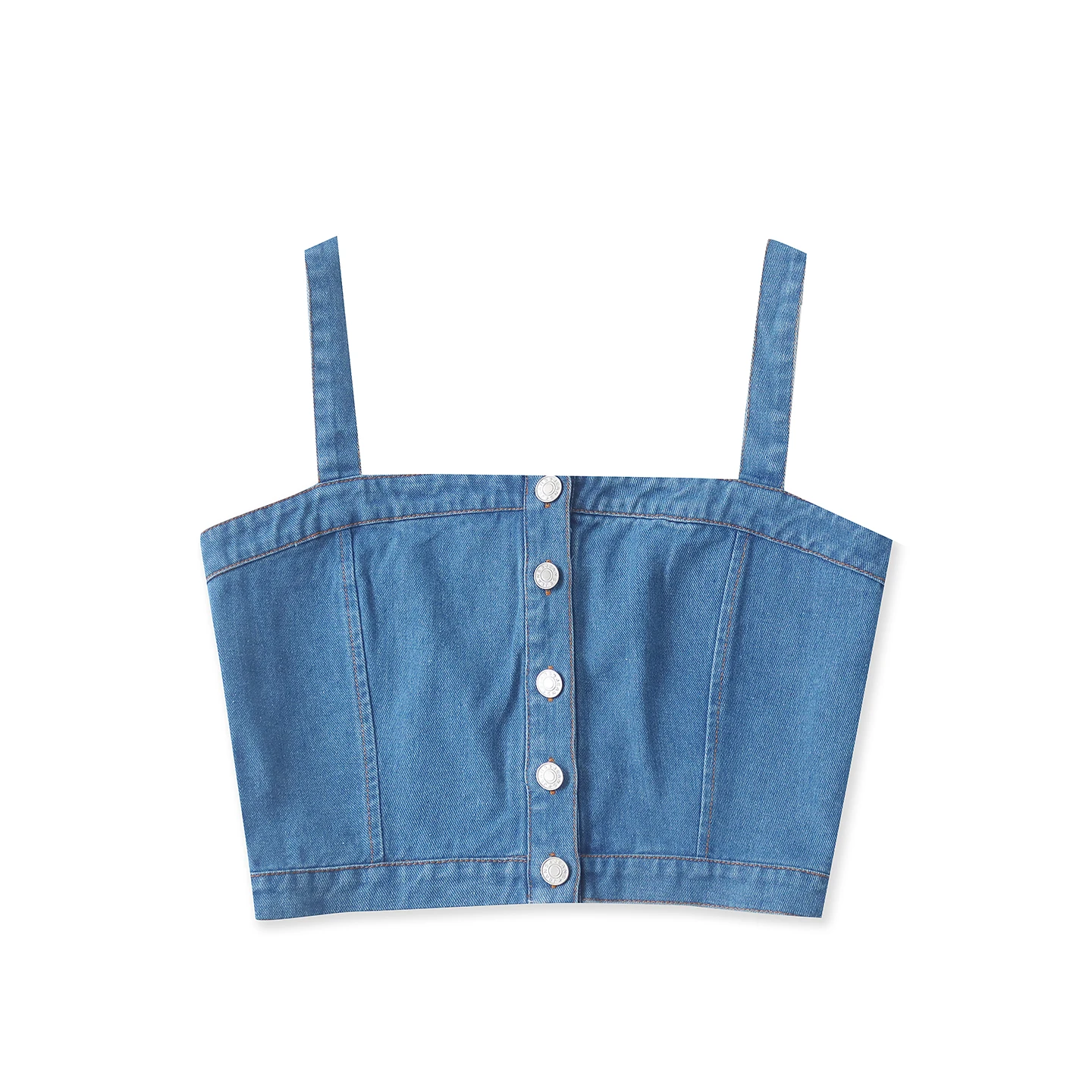 Verstellbare Single-Bule Crop-Top Denim Strapl Damen Weste Sommer New Sle Empire Wave Ort Länge Farbe
