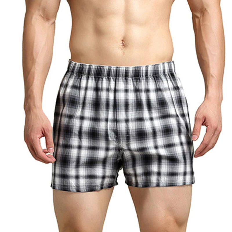 Cotton Short Cortos Hombres Mens Pyjama Shorts Tracksuit Plaid U Bag Casual Trunks Pajama Shorts