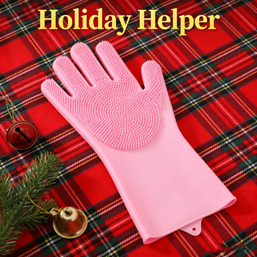 Household Cleaning Gloves, Pink & Durable for Chores. Protects Hands, 17cm, Reusable - Image 3
