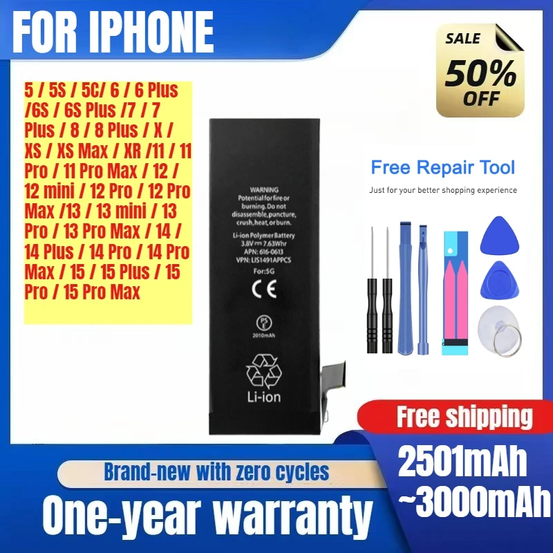 

Applicable To Apple X Mobile Phone Battery Replacement 12pro/xr/13/14 Large Capacity 15/8/7/11 Original with Tools