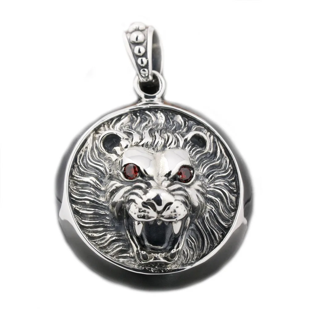 

Red CZ Eyes Huge 925 Sterling Silver Lion Knight King Pendant 8Q003