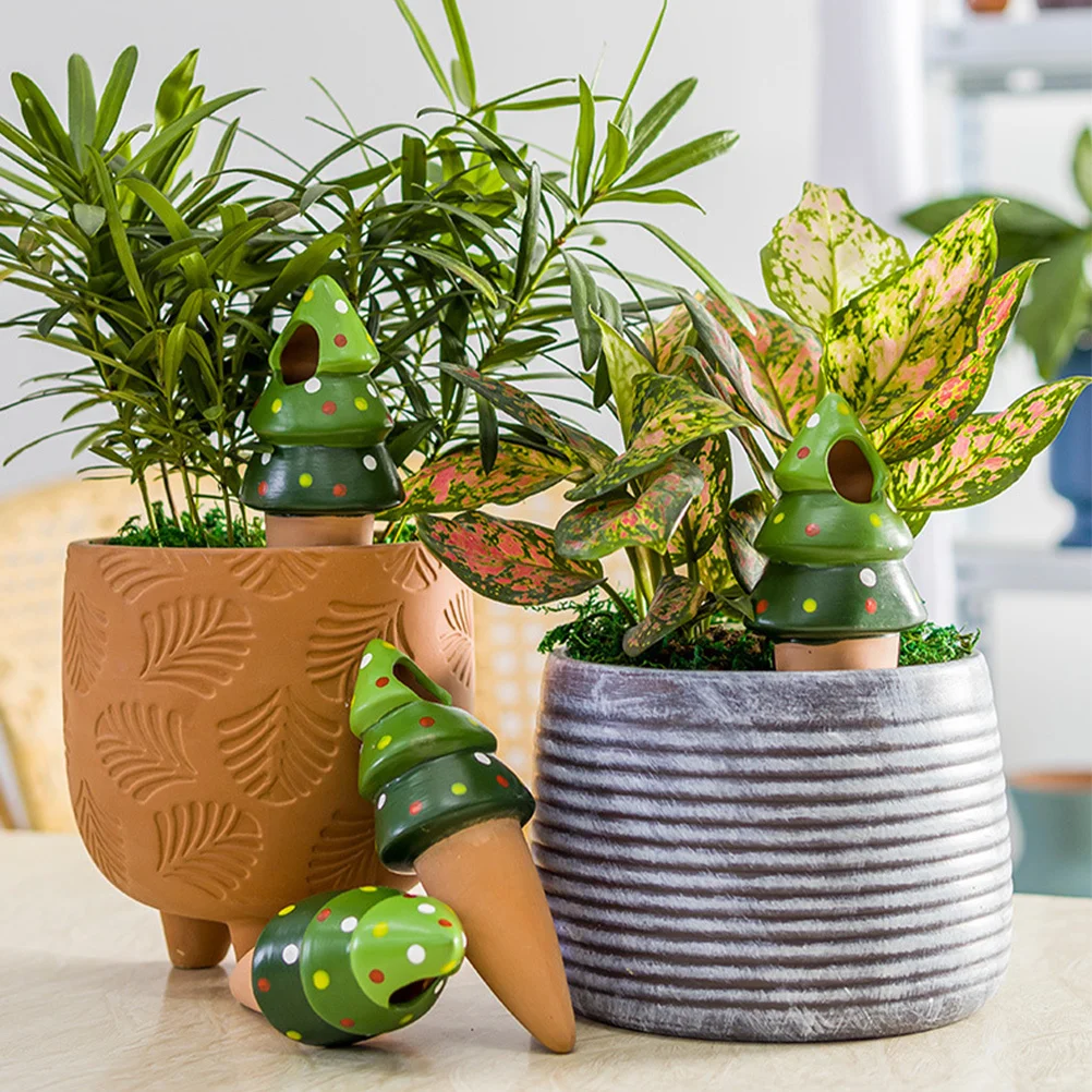 4 قطعة مسامير سقي ذاتية تصميم شجرة عيد الميلاد الكرتونية ملحقات نباتات داخلية سهلة الري مسامير سقي رائعة #6