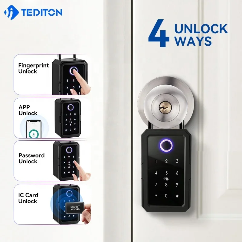 005 New Style Waterproof Safe Key Box Digital Key Card Password Door Ttlock APP Fingerprint Smart lock