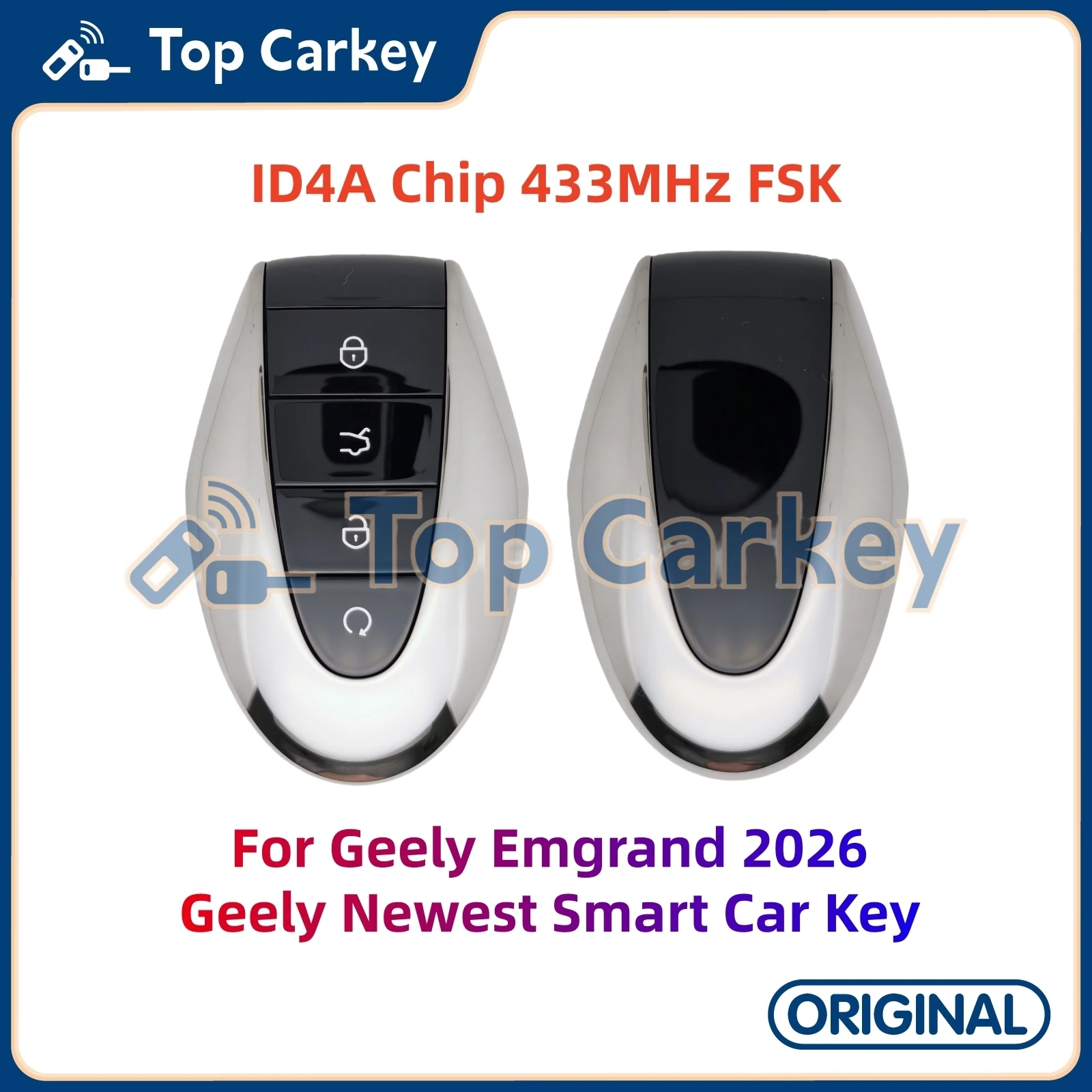 

TopCarkey Original Smart Remote Key ID4A Chip 433MHz for Geely Emgrand 2026 Geely Newest Smart Key