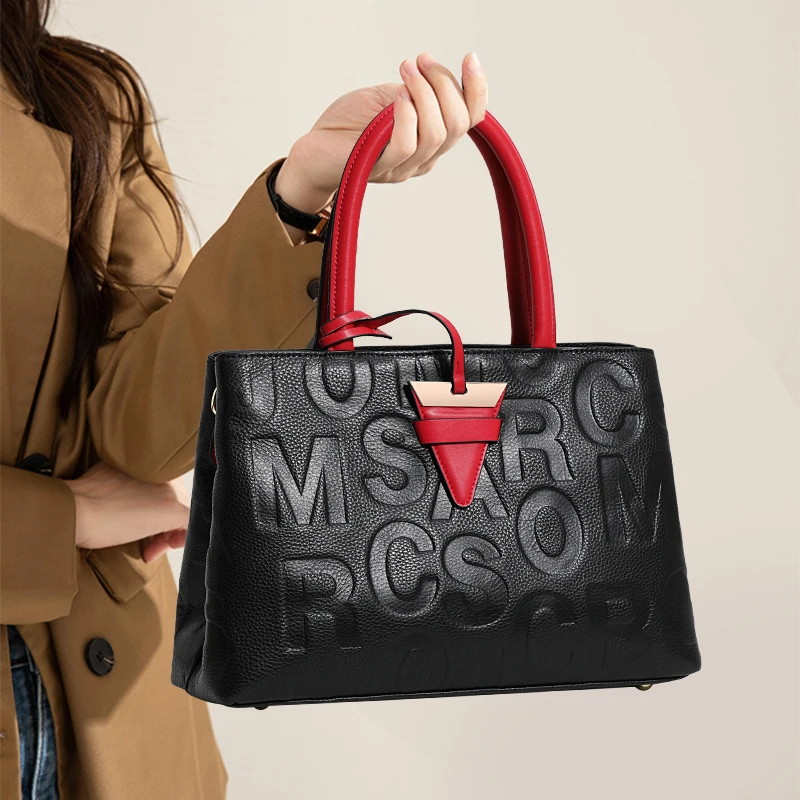 

2025 Leather Women's Shoulder Messenger Bag Fashionable Versatile Large Handbag First Layer Cowhide for Stylish Women