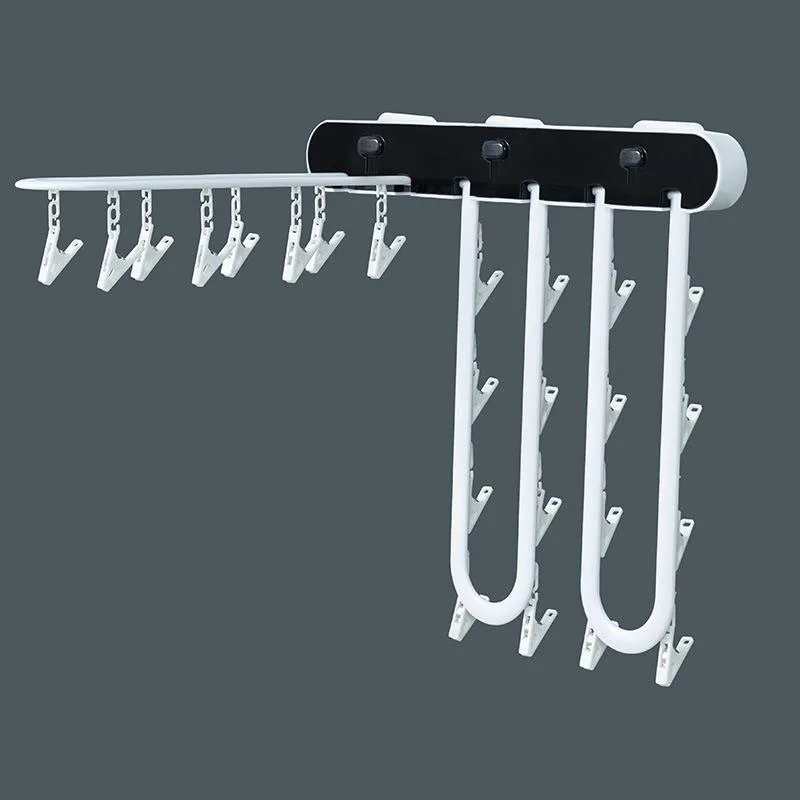 Multifunctional Folding Rotary Drying Rack One Button Press And Nail-free Paste Multi-clip Socks Underwear Laundry Cloth Storage