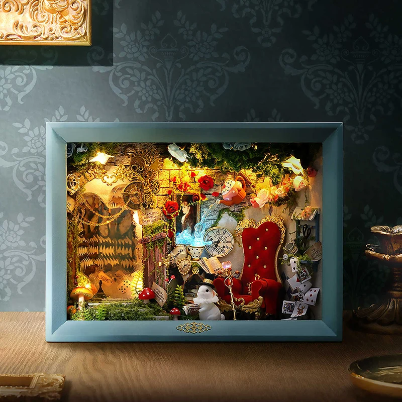 New Fairy Tale Photo Frame Wooden Dollhouse Miniature with Furniture Kit DIY Assemble Model Toy Child Adult Christmas Gift Casa