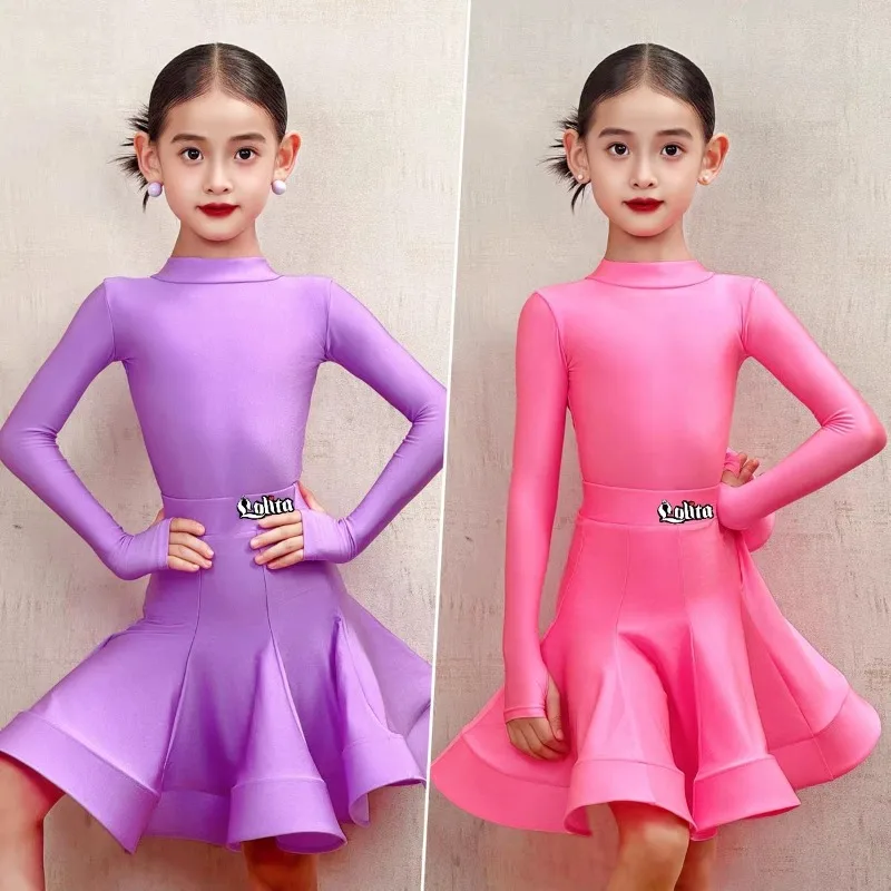 

Summerand Spring New Design Girls Latin Dance Costume Professional Dance Examination and Performance Regulation Uniform Set