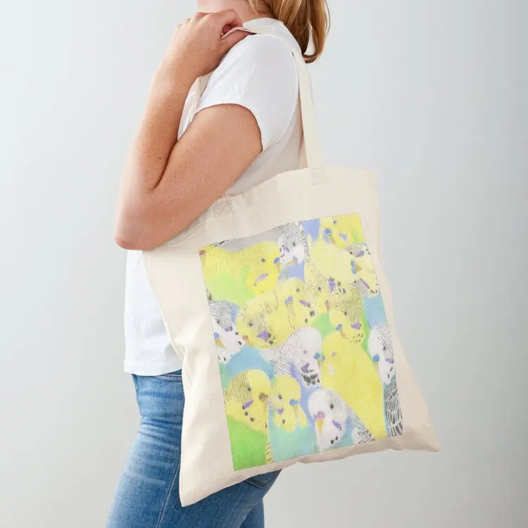 

Colourful budgie collage. Tote Bag cute tote bag Woman shopper bag cloth woman Shopper