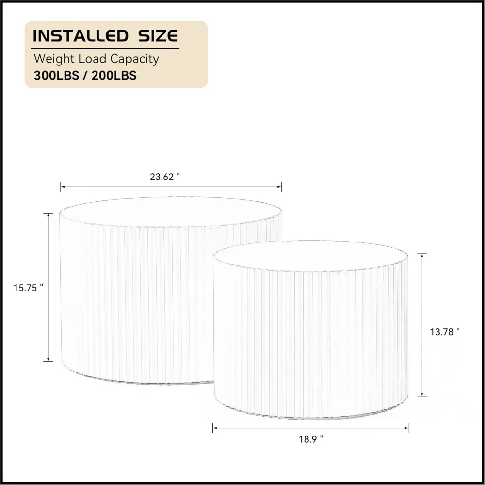 مجموعة طاولة القهوة الخشبية المستديرة الحديثة الفاخرة غير اللامعة باللون البرتقالي مكونة من 2، طاولات جانبية معاصرة وطاولات نهاية مميزة #2