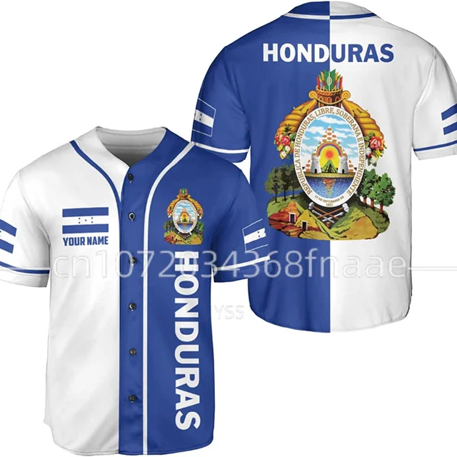 

Summer Honduras Flag Baseball Jersey 3d Print Ventilate V-neck Men's and Women's Baseball Shirt Customi Name T-shirt