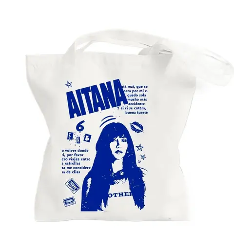 Singer Aitana Cuarto Azul Tour 2026 Shopper Bag Women Girls Casual Canvas Bag Shopping Canvas Tote Bag Reusable Shoulder Bag