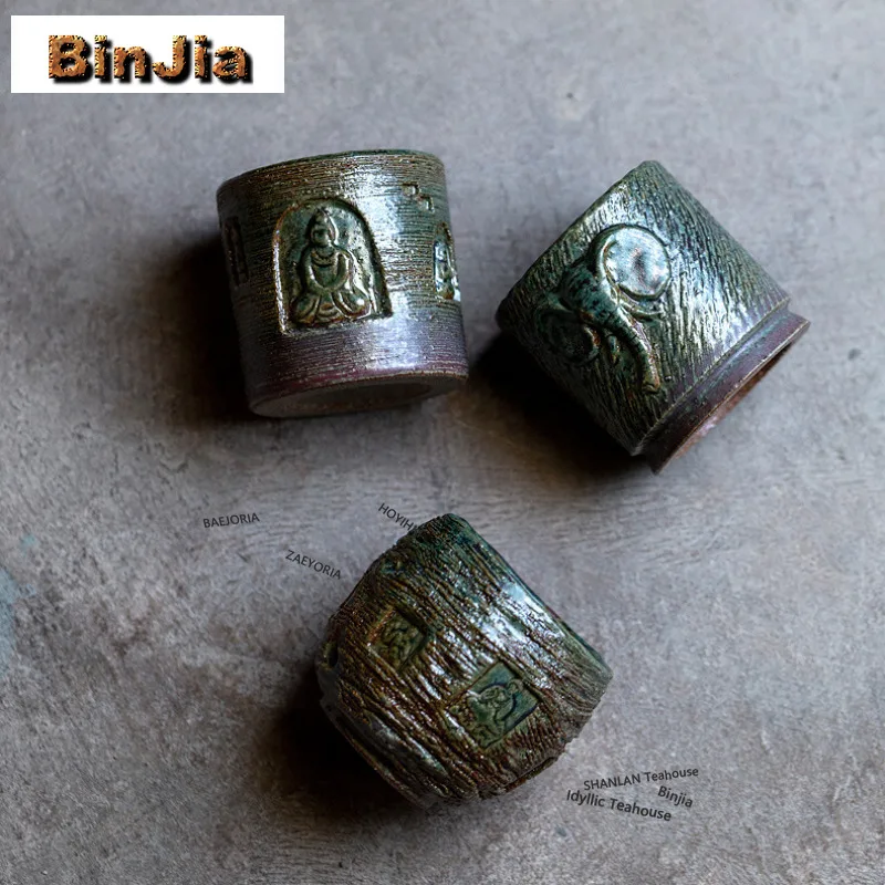 BAEJORIA Handmade Dunhuang Impression Teacup Vintage Tea Bowl Tea Cup Set Tea-tasting Meditation Cup Chazhan Master Cups Teaware