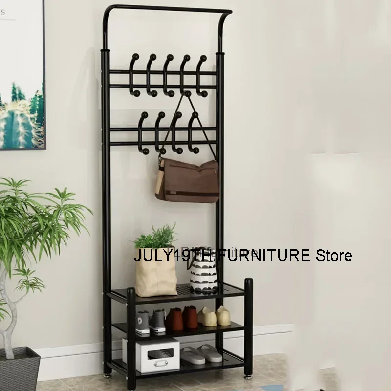 

Black Shoe Clothing Rack Hat Living Room Closet Metal Standing Clothing Rack Designer Arara De Roupa Minimalist Furniture