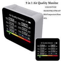 9 in 1 Air Quality Monitor CO2 Meter Carbon Dioxide Detector CO2 CO TVOC HCHO PM2.5 PM1.0 PM10 Temperature Humidity Detection