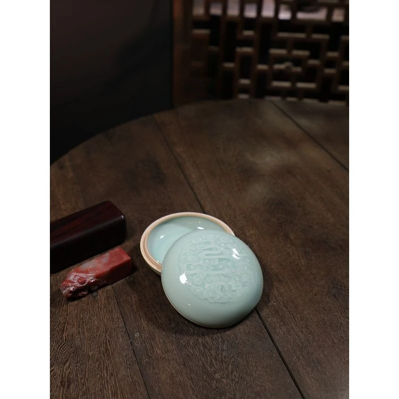 Handmade auspicious cloud powder box, printing mud box, high-end literati, four treasures of elegant study