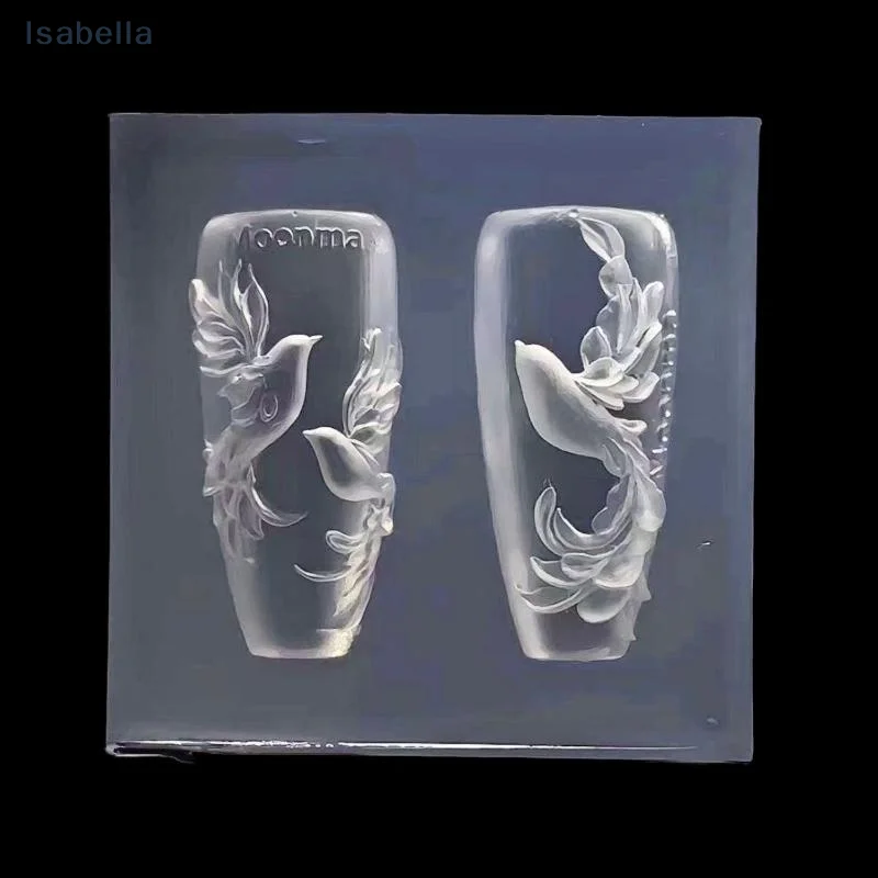 ★ ★ ★ 3D Relief Pigeon Silikon Nail Art Form Transparente Vorlage Maniküre Design Werkzeug