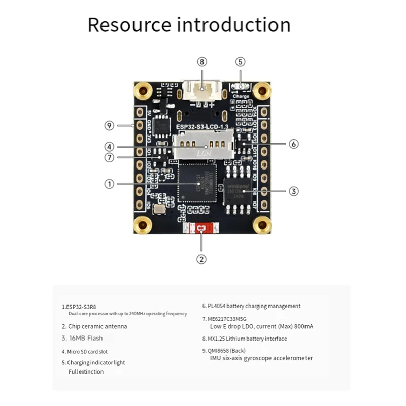 ESP32-S3 1.3 بوصة شاشة الكريستال السائل مجلس التنمية 240x240 بكسل 262K 32 بت LX7 ثنائي النواة المعالج-A75P #1