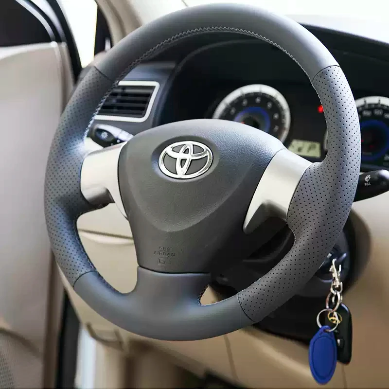 

For Toyota Corolla Hand-stitched Steering Wheel Cover Genuine Leather Custom Car Steering Wheel Braid Cover Interior Accessorie