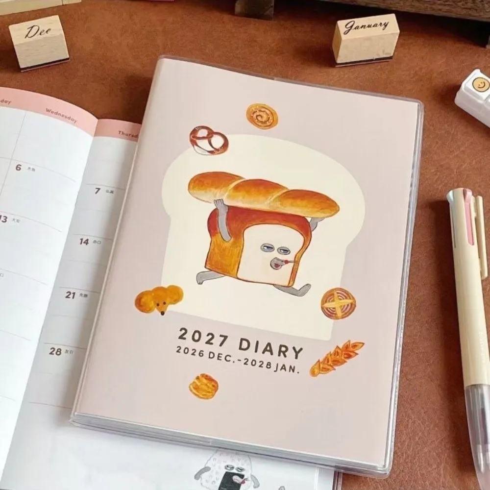 Portable Writable 2027 Diary Hand-Tearable Residue Free 2027 Planner Clear Cute Cartoon Diary School Stationery