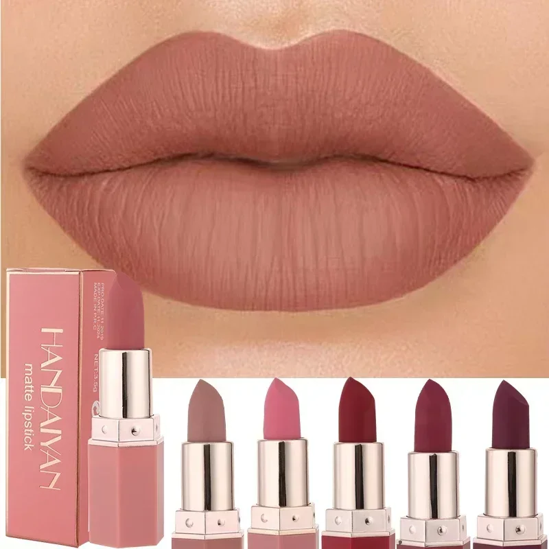 

Heallor 6Color Matte Velvet Nude Lipstick Waterproof Pigments Makeup Long Lasting Profissional Women Cosmetics Lip Makeup Sexy R