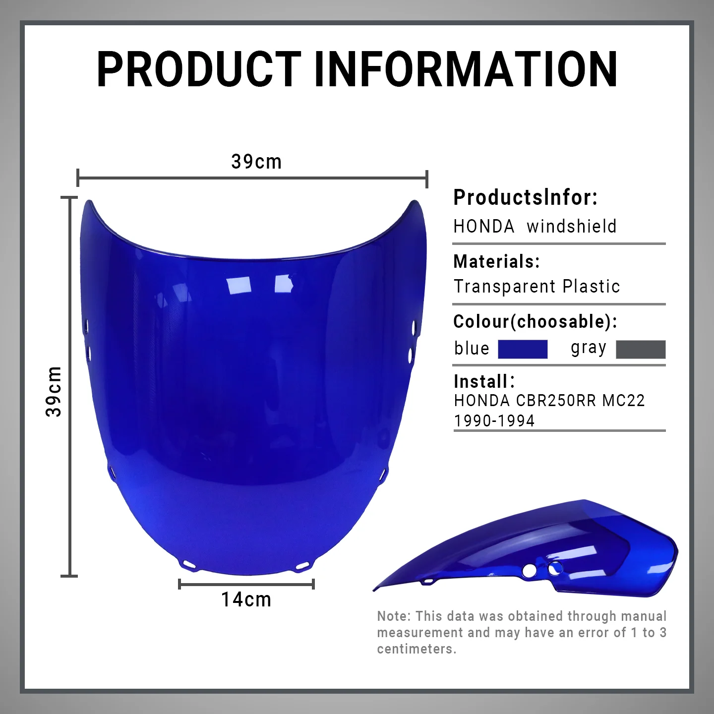 CBR250RR MC22 الزجاج الأمامي لهوندا CBR250RR MC22 دراجة نارية الزجاج الأمامي الكفن هدية CBR250RR MC22 الزجاج الأمامي 1990-1994 #2