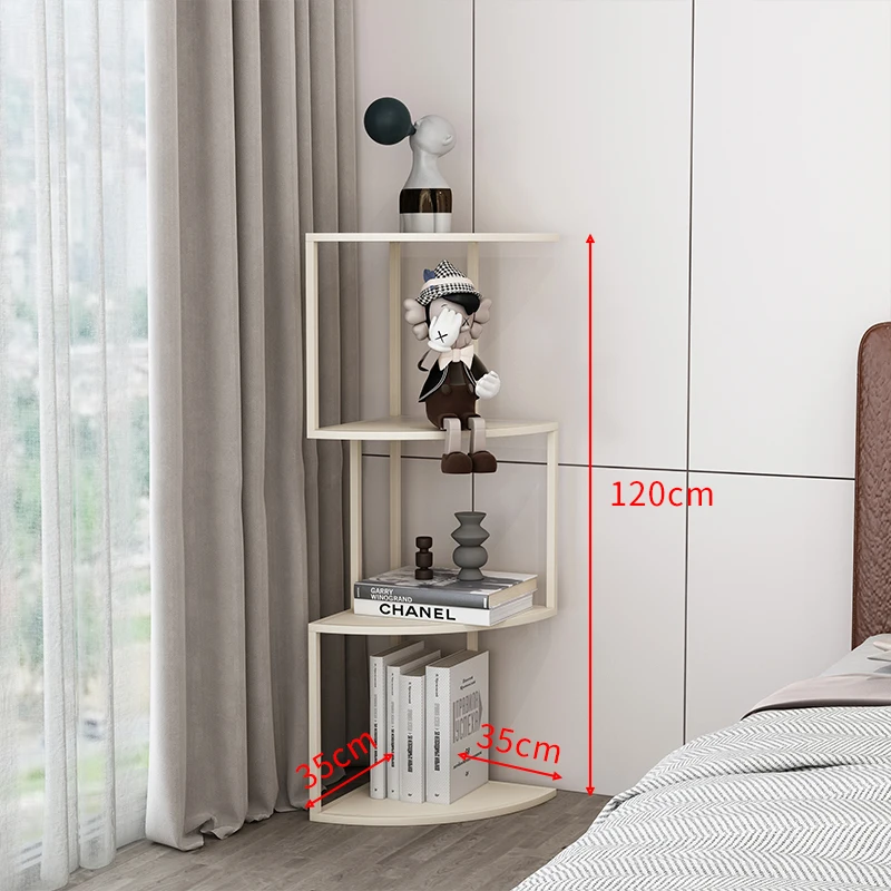 Modern Corner Bookshelf Multi-Tier Floor Standing Display Rack for Living Room Space-Saving Book