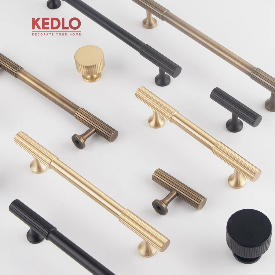 KEDLO Moderner Minimalistischer Massiver Messing-Rundknopf Küchenschrankgriff Antiker Messinggriff Schubladengriff Gebürsteter Messinggriff – Detail 1