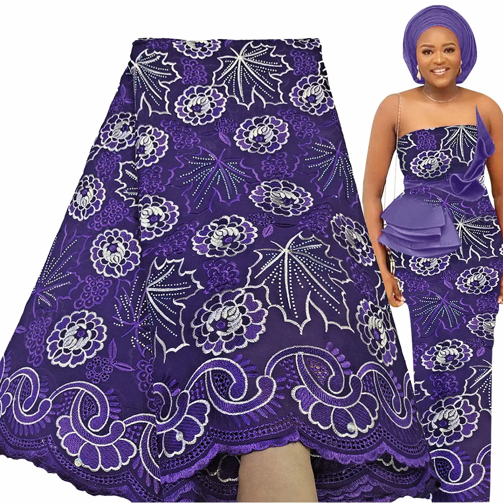 

Bestway New Cotton Swiss Voile Lace Fabric 5 Yards 2022 High Quality Nigerian Party Stone Embroidery African Lace Fabric