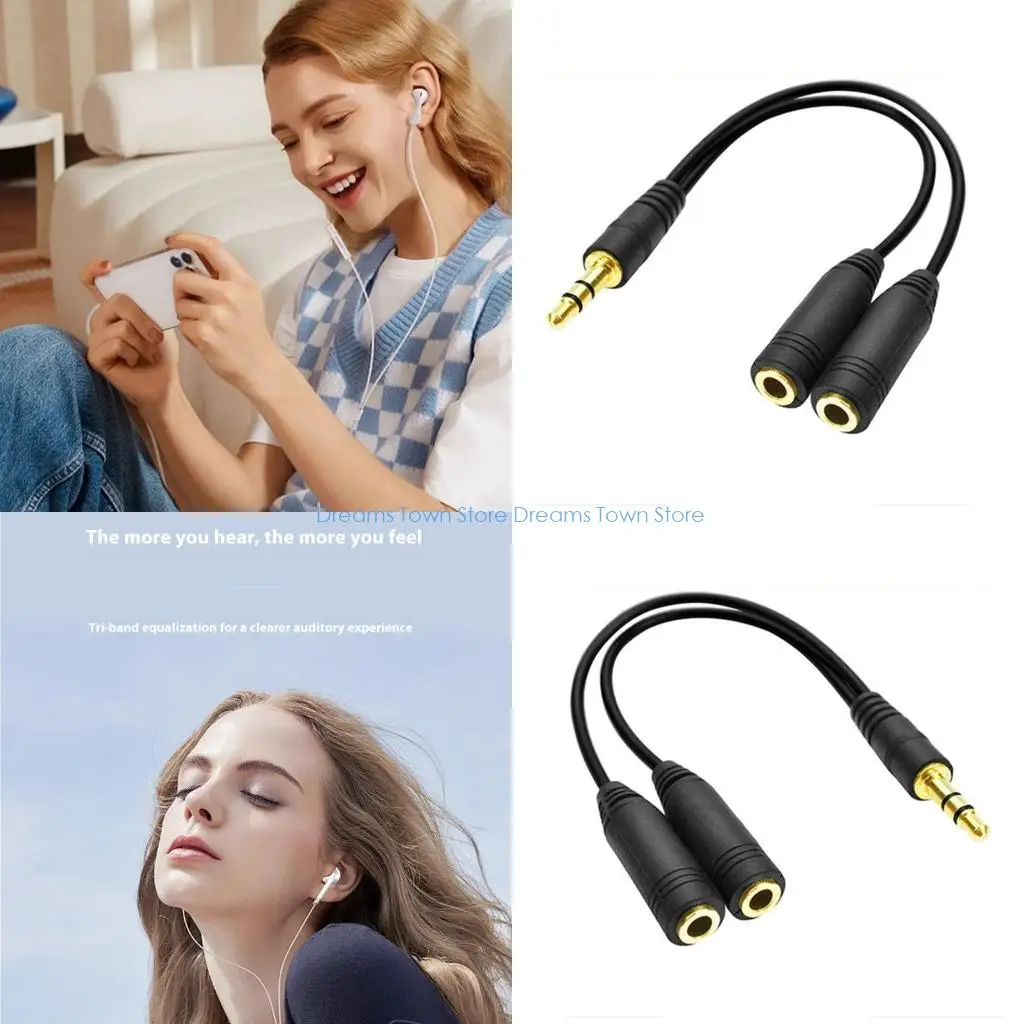 HX6A High Fidelitys 3.5mm Sound Adapters Cable Coppers Clad Steel Cores Ensures Clear Sound Quality for Multiple Listeners