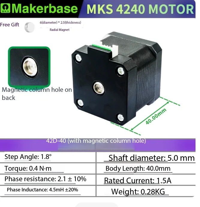 Makerbase 42/57 stepper motor with magnetic column hole, printer engraving machine two-phase four-wire closed-loop installation