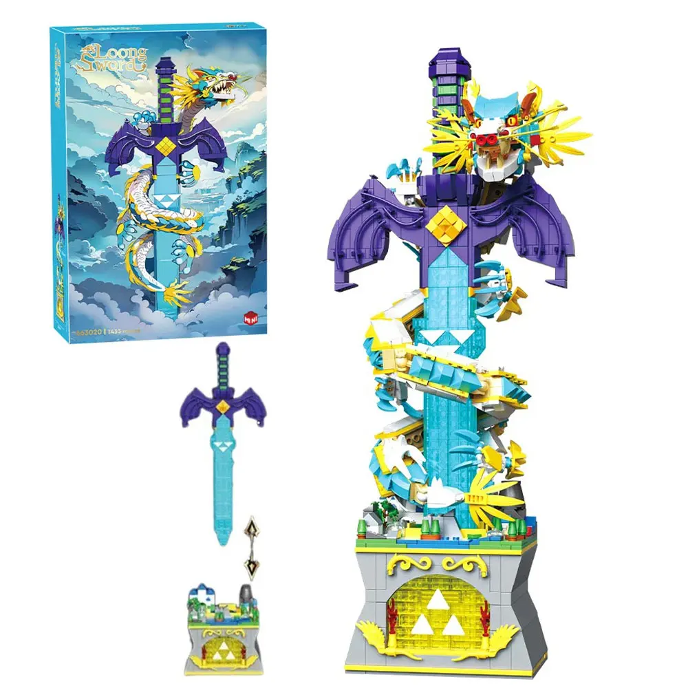

1433PCS Creative Game Series Master Sword With Dragon Building Blocks With Light Assemble Bricks Toy Adult Teens Gift