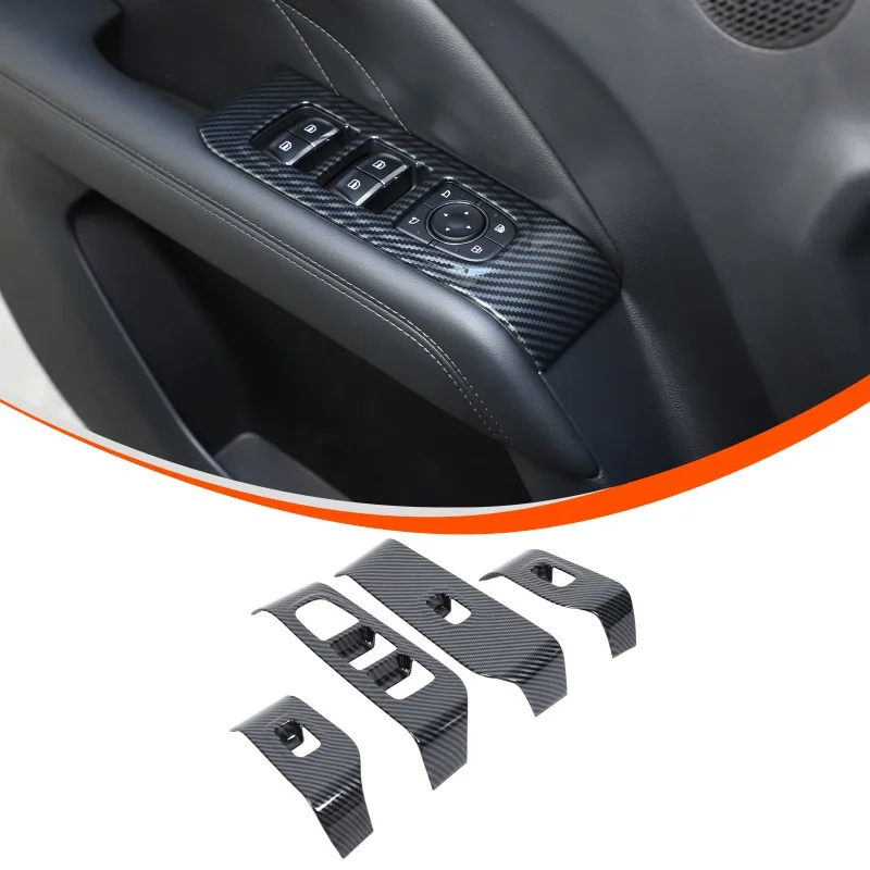 

4pcs ABS Carbon Fiber Window Switch Trim Glass Lift Frame for 2024+ Haval H9 Car Accessories