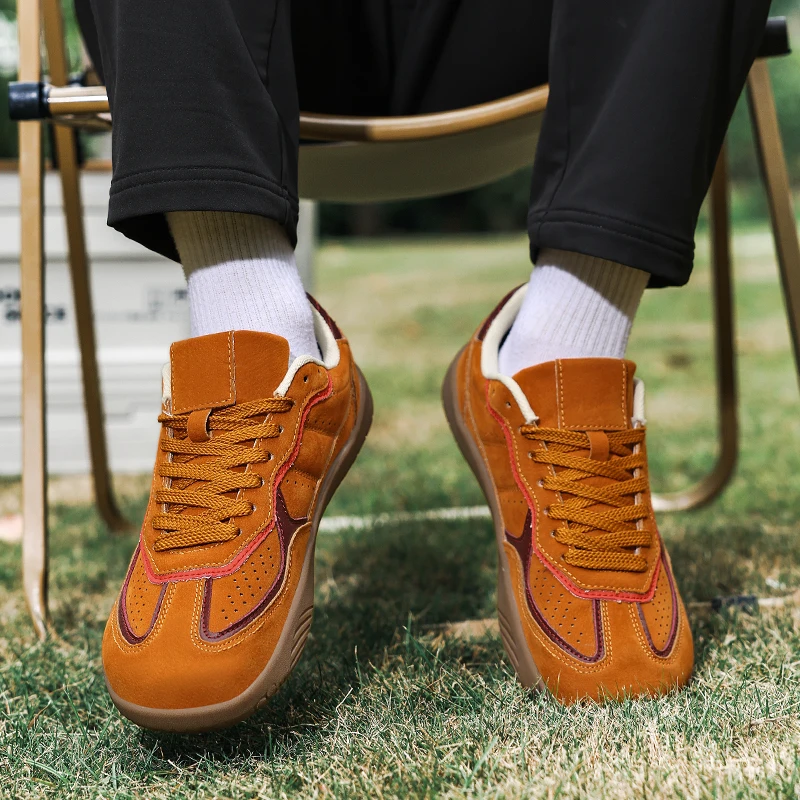 جديد للجنسين بيرفوت واسعة تو أحذية الجلود الاصطناعية الرجال أحذية رياضية في الهواء الطلق الانزلاق على أحذية مشي موضة شقة الرجال حذاء كاجوال #2