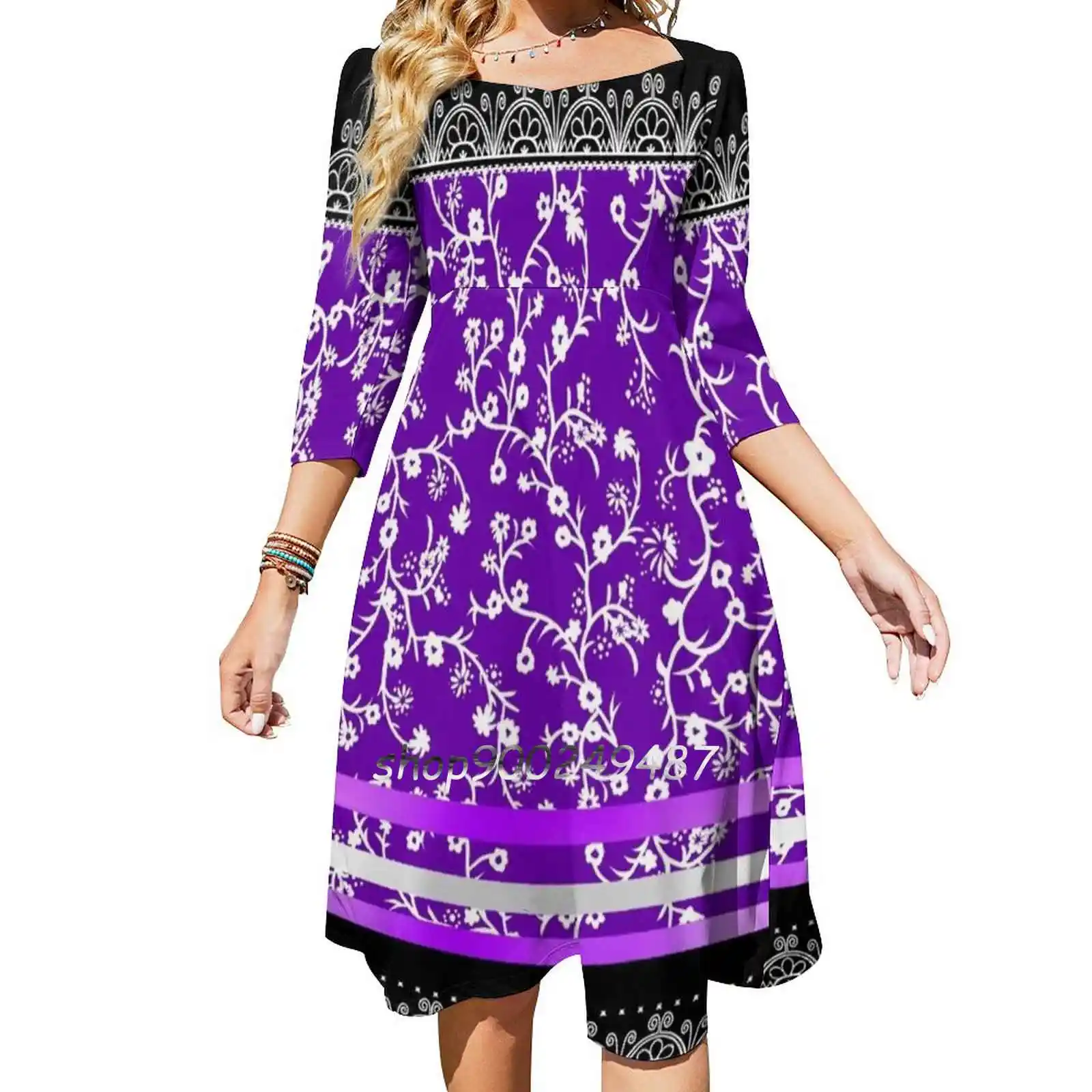 Classic Skydomes Sweet Elegant Dress Women Korean Kawaii Square Collar Dress Skydomes Haudenosaunee Iroquois Mohawk Oneida