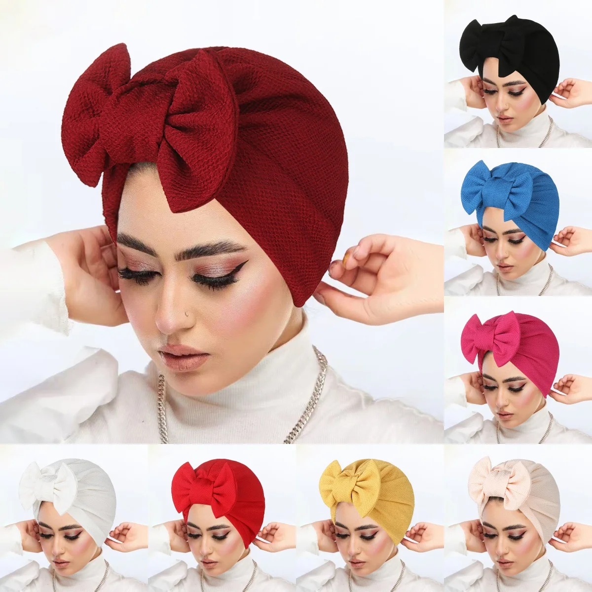 

Новый женский тюрбан с бантом, индийская шляпа, мусульманский хиджаб, капот от выпадения волос, платок для химиотерапии, головной убор, банданы, тюрбан Mujer