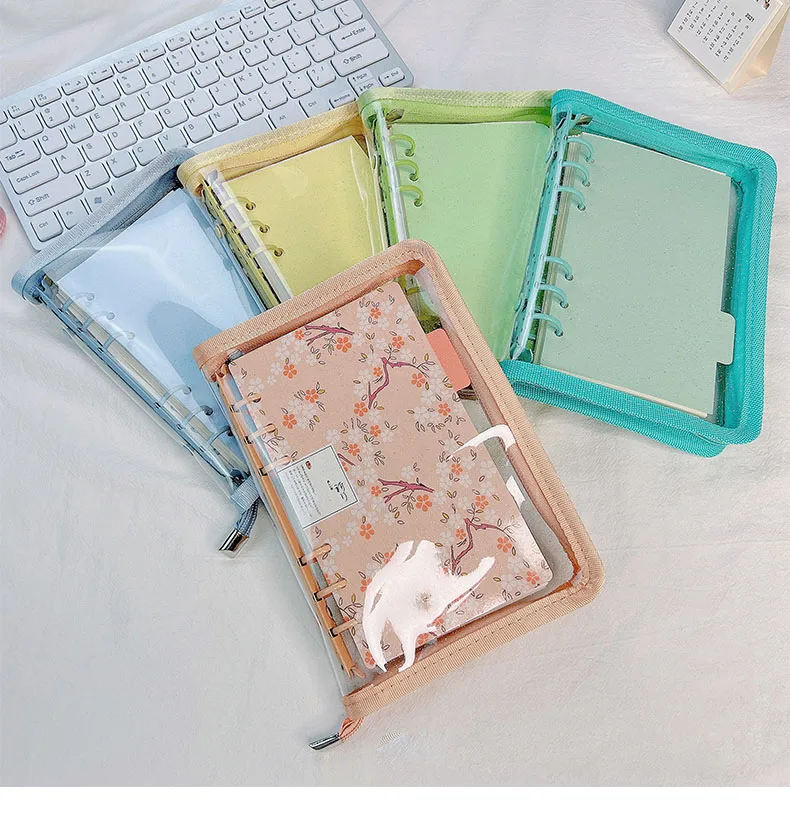 SKYSONIC Neue Ankunft A5 Zipper Binder Sammeln Buch Glitter Cover Organizer Journal Notebook Kugel Transparent PVC Fotoalbum – Detail 32