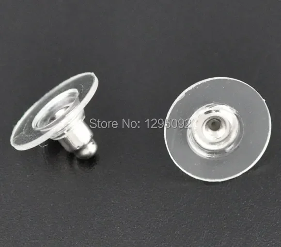 3000Pcs Round Earring Backs Stoppers Ear Post Nut With Pads White 11x6mm