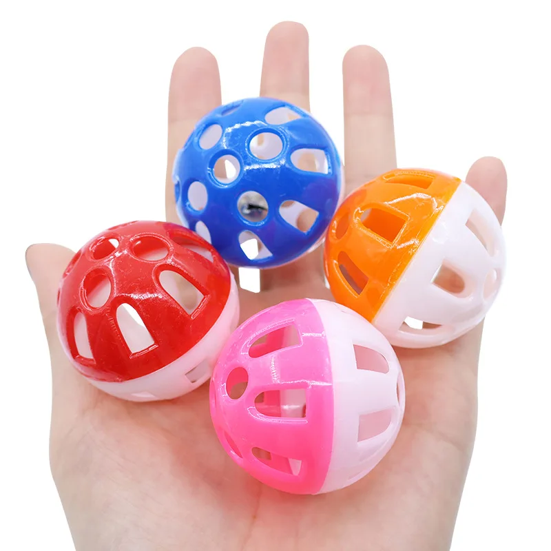 10Pcs Cat Toy Balls Pet Cat Kitten Play Plastic Balls with Jingle Bell Pounce Chase Rattle Toy Cat Toys Bulk Random Color