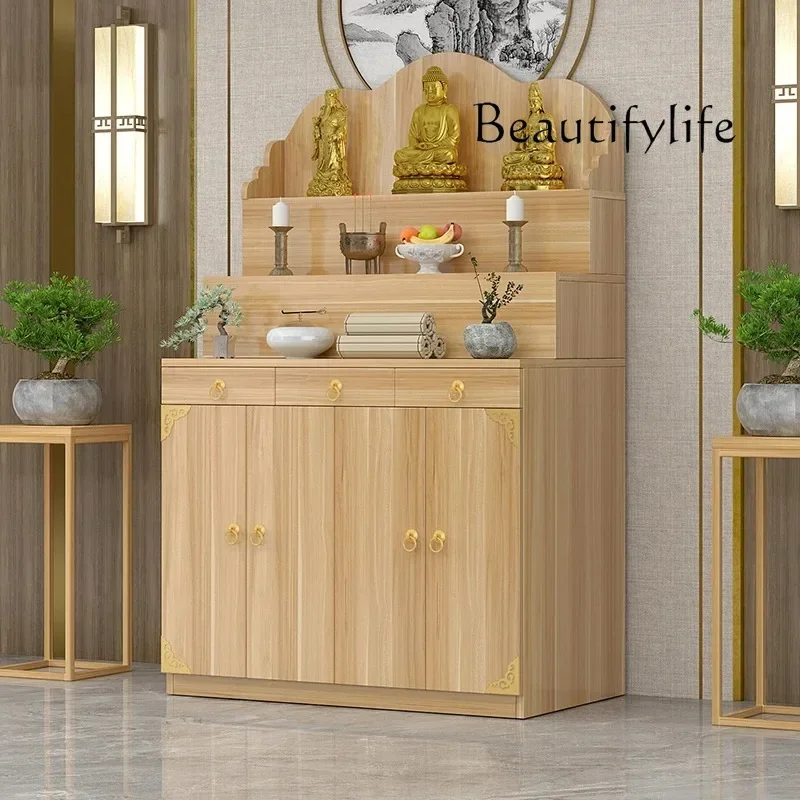 

Tqh New Chinese Household Altar Incense Burner Table Economical Altar Three-Layer Heightening Buddha Shrine feng shui