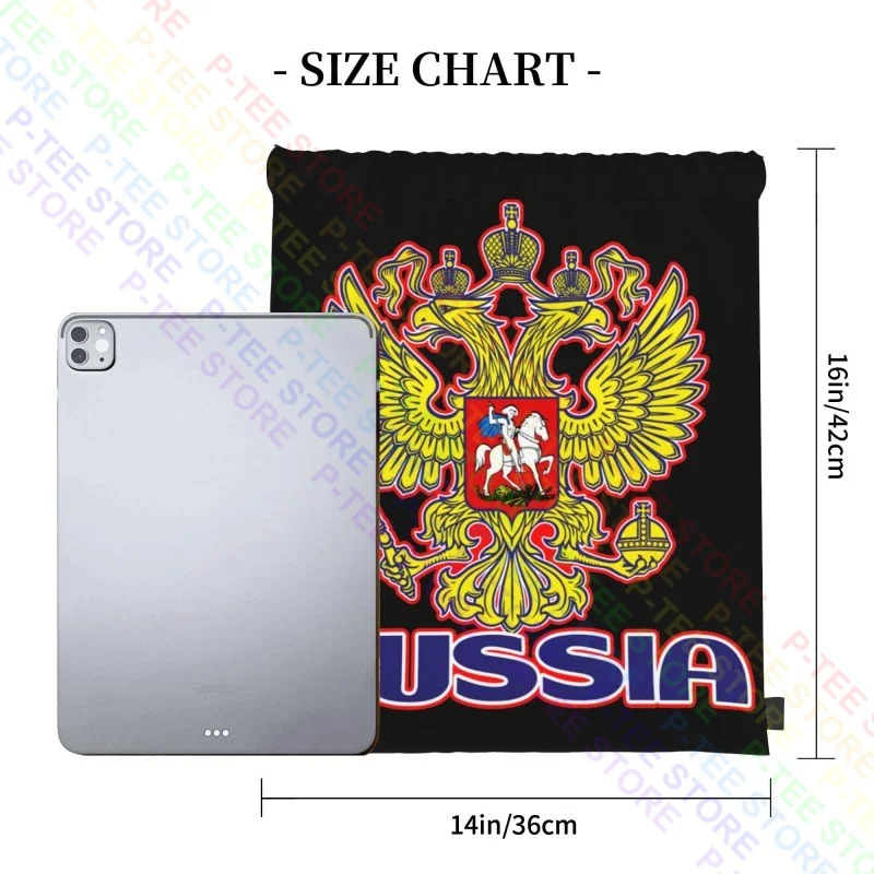 Coat Of Arms Double Eagle Russian Federation Symbol Drawstring Bags Gym Bag Portable Multi-function