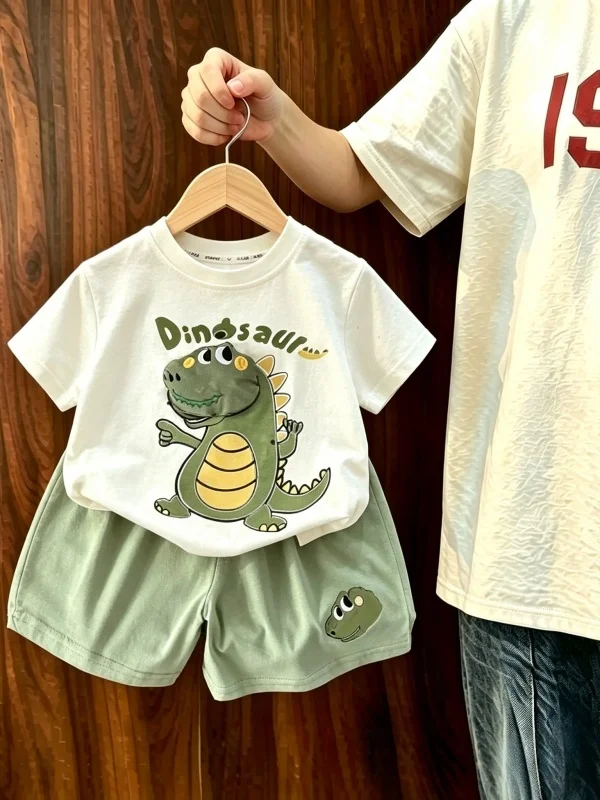 Children's Summer 2026 Comfortable Short Sleeve Thin Two-Piece Set Cute Korean Style Boys Girls Baby Fashionable Casual Wear