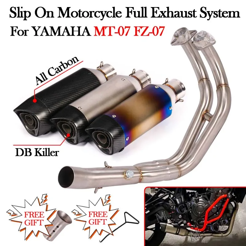 Slip On Full System For YAMAHA MT07 FZ07 MT FZ Motorcycle Exhaust Front Link Pipe Escape Moto 51mm DB Killer Echappement Muffler