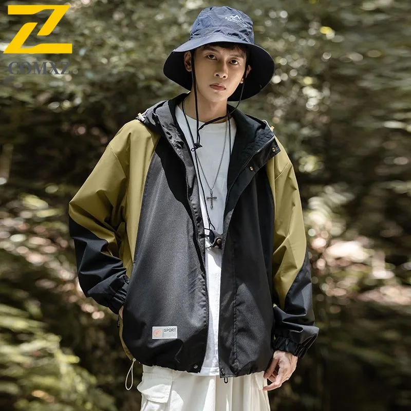 

Мужская куртка в корейском стиле, водонепроницаемая ветрозащитная куртка с капюшоном, свободное пальто из софтшелла, весенне-осенняя уличная тактическая парка 2025