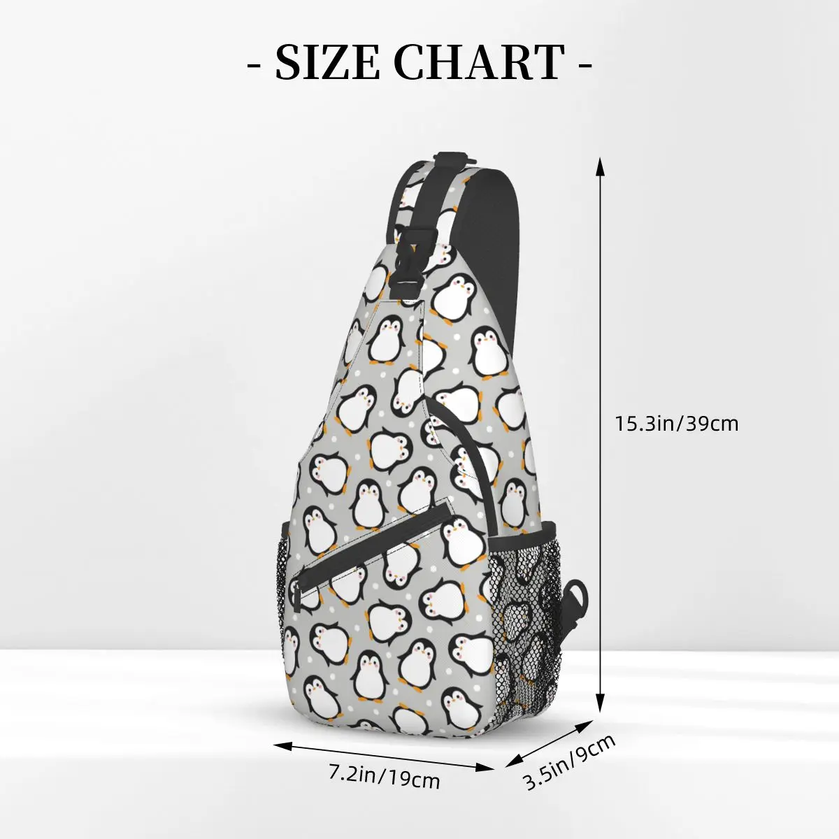 Cute Penguin Sling Bags Chest Crossbody Shoulder Backpack Outdoor Hiking Daypacks Cartoon Animal Casual Bags