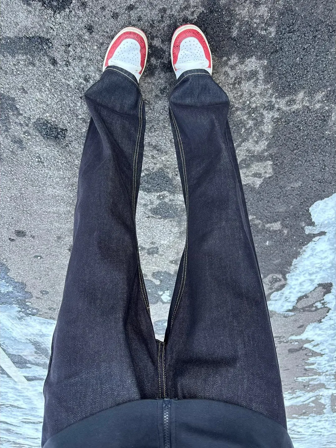 

Retro Blue Men's Original Jeans Knife ape Pants Autumn Winter Trendy Brand Haome Straight Leg Jeans American High Street