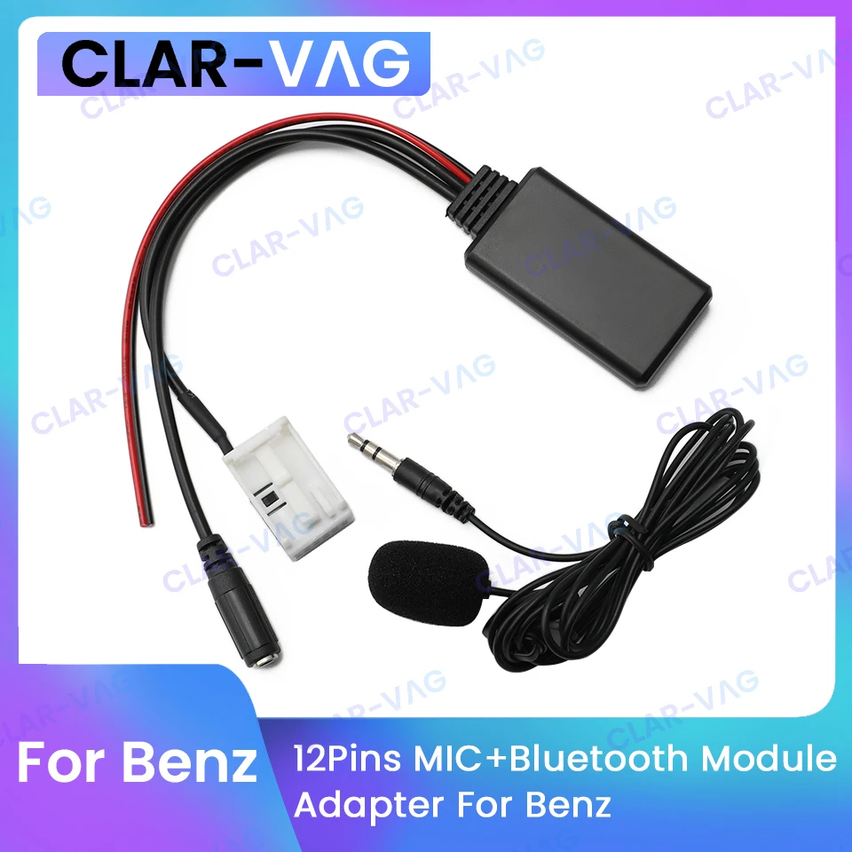 For Mercedes-Benz W169 W245 W203 W209 W251 W221 R230 Bluetooth Module Receiver Adapter Radio Stereo AUX Cable Adapter 12Pins