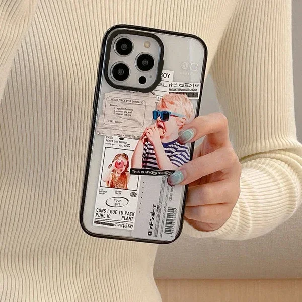 Chica de Tiantian Circle mejora cubierta de la caja del teléfono con borde acrílico para IPhone 11 12 13 14 15 16 Pro Max funda para IPhone 16 ProMax