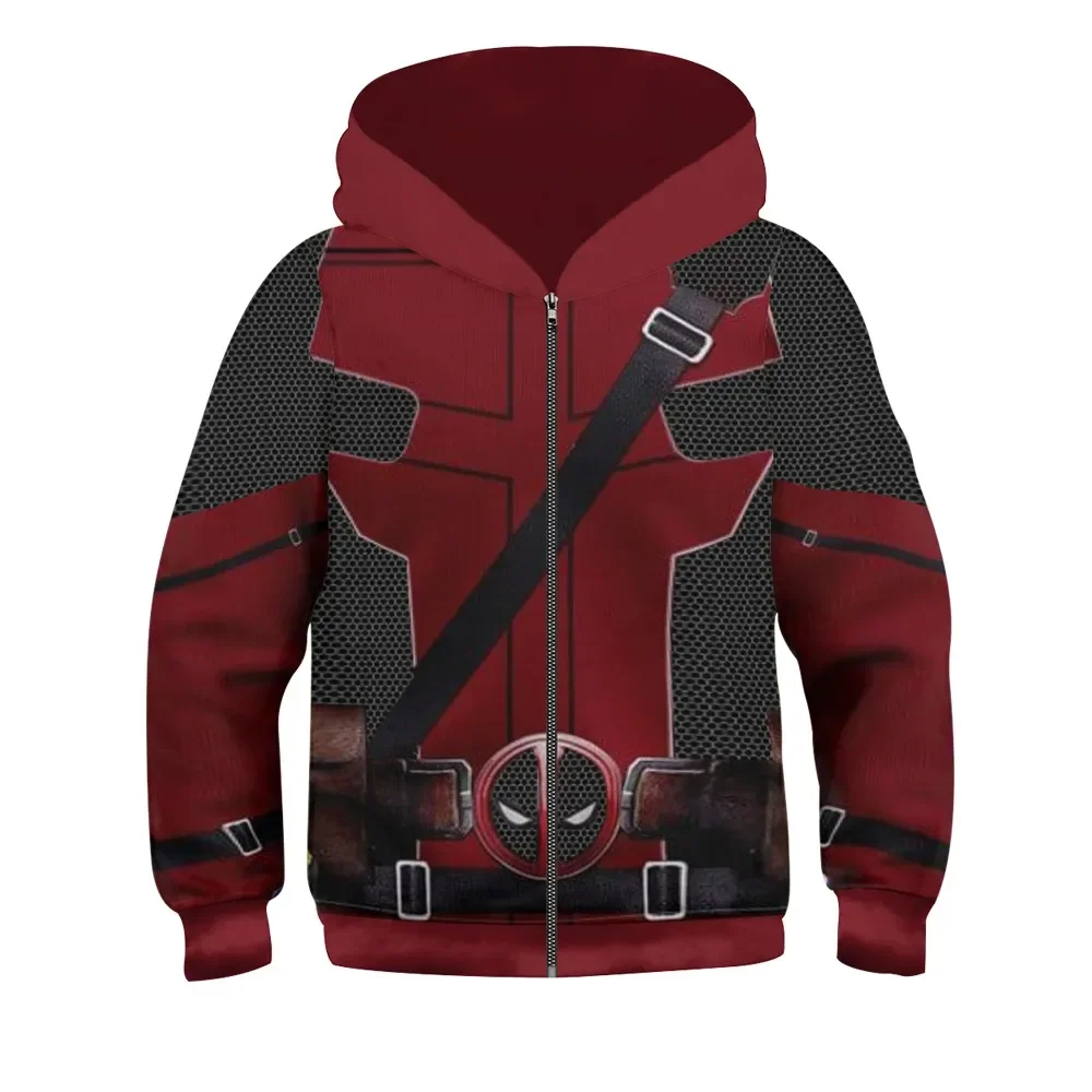 Deadpool Wolverine Cosplay Hoodies for Kids Superhero 3D Print Pullover Jacket Sweatshirts Boys Girls Halloween Carnival Outfits